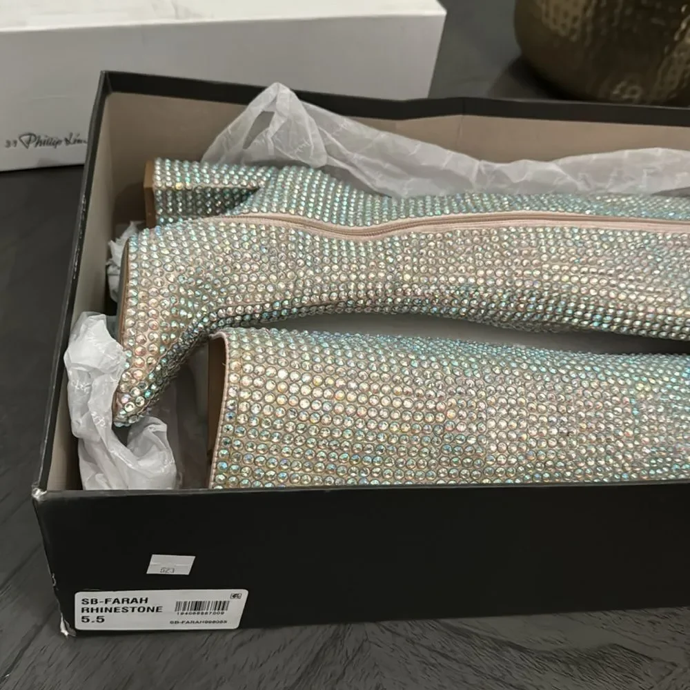 Betsey Johnson Farah Rhinestone Knee High Boots
